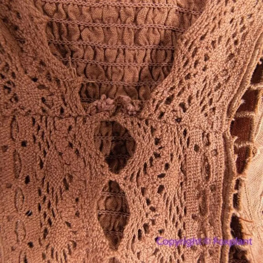 NEW Free‎ People Intimately Brown Regina Boho Long Sleeve Bodysuit, S